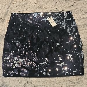 Express Sequin Mini Skirt - Black and Silver